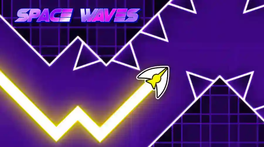 Space Waves game cover - wave arrow navigating through geometric tunnel obstacles